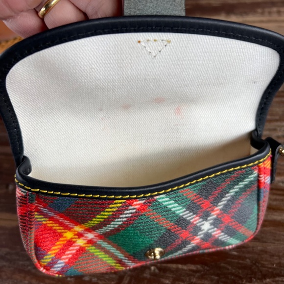 Dooney & Bourke Red Tartan Plaid Wristlet with Black Trim, 6", Snap Closure - Picture 7 of 10